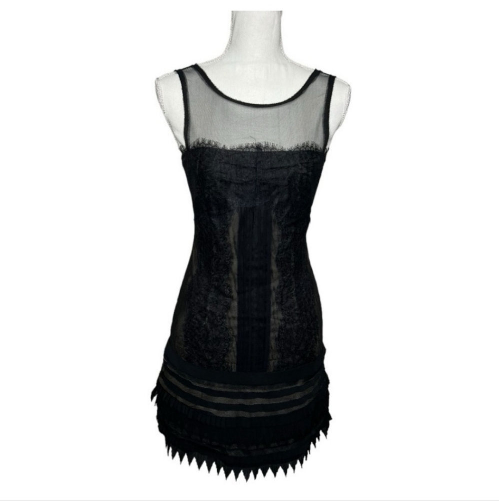 BCBGMaxAzria Elegant Black Sheer Cocktail Dress, Size 6 NWT